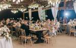 Guests at night time wedding reception
