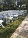 rows of chairs set up on a lawn